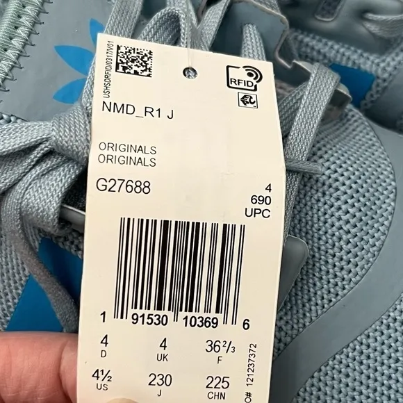 NEW Adidas NMD R1 Blue &amp; White Athletic Sneakers 4.5Y W6