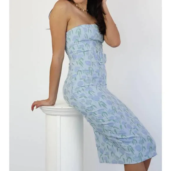 NEW AMANDA UPRICHARD fae midi dress in flores brocade