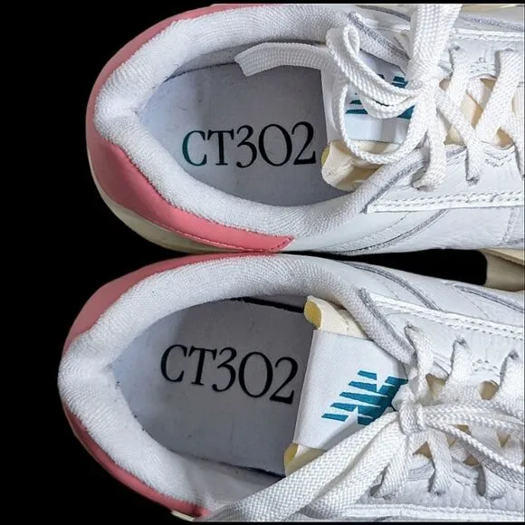 New Balance Chunky White &amp; Pink Leather CT 302 Sneakers 10.5 W 9 M 42.5 Euro