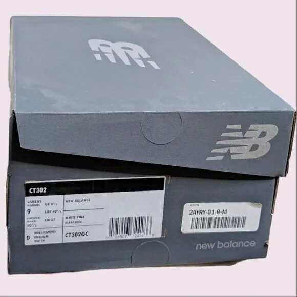 New Balance Chunky White &amp; Pink Leather CT 302 Sneakers 10.5 W 9 M 42.5 Euro