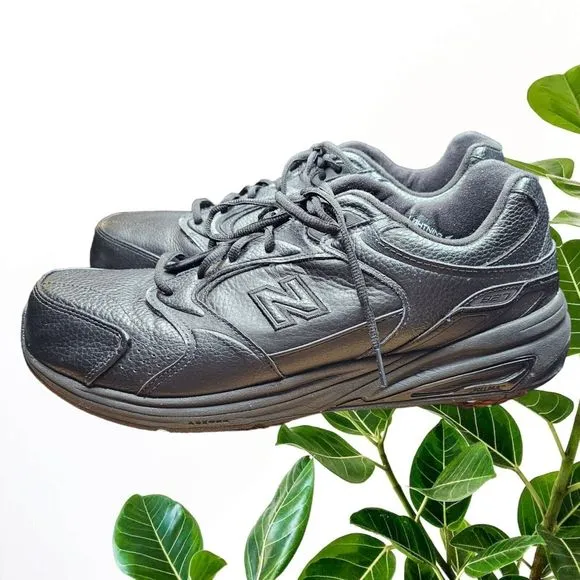 New Balance Mens Walking Shoes Comfort Lace Black Leather MW927BK Sz 14 2E NWOB