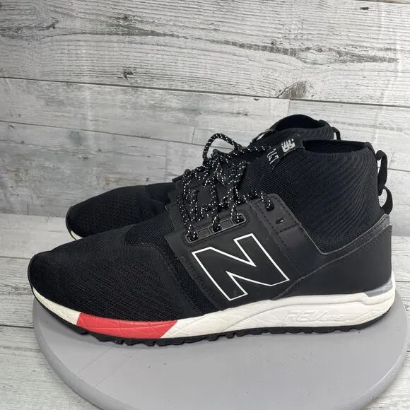 New Balance Mid 247 Black/White Mesh Knit Shoes Sneakers Mens Lifestyle Size 12