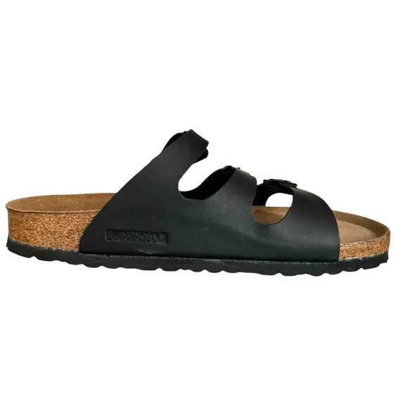 NEW Birkenstock Florida Soft Footbed Birko Flor Black Sandals Slides Women’s