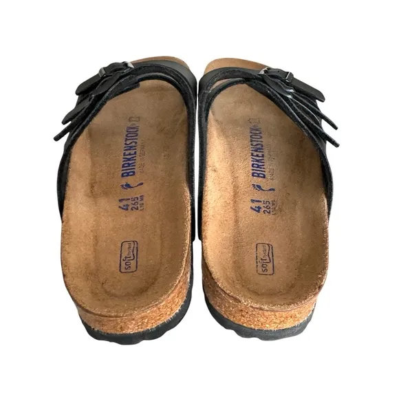 NEW Birkenstock Florida Soft Footbed Birko Flor Black Sandals Slides Women’s