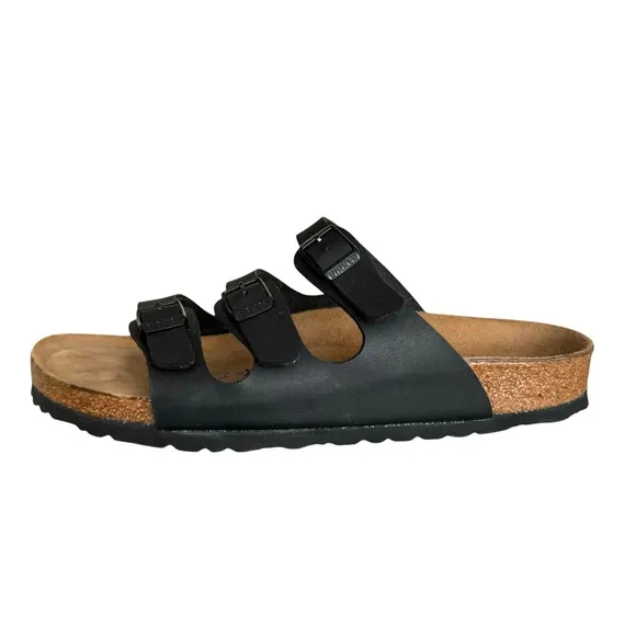 NEW Birkenstock Florida Soft Footbed Birko Flor Black Sandals Slides Women’s