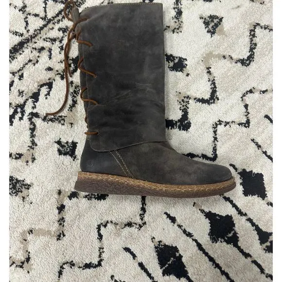 NEW BORN women sable boots in dark grey