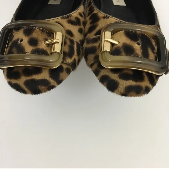 NEW Burberry Leygreen leopard print ballet flats shoes buckle