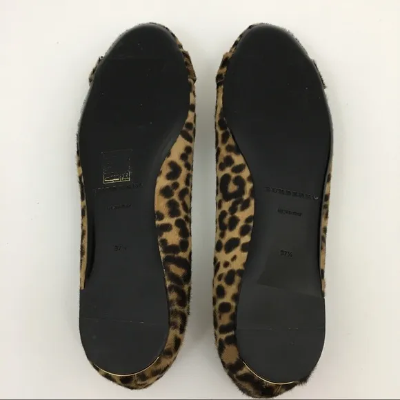 NEW Burberry Leygreen leopard print ballet flats shoes buckle