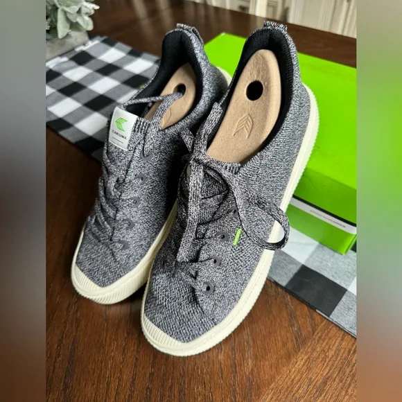 New! Cariuma IBI Low Stone Grey‎ Knit Sneaker