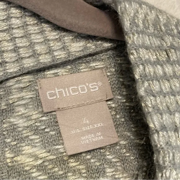 New Chico's Metallic Plaid Zip-Back Mock-Neck Sweater 4/ XXL