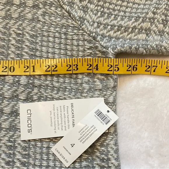 New Chico's Metallic Plaid Zip-Back Mock-Neck Sweater 4/ XXL