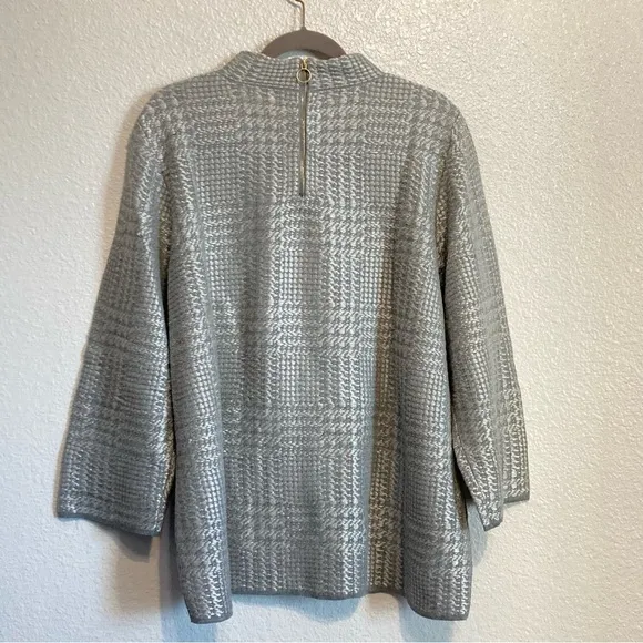 New Chico's Metallic Plaid Zip-Back Mock-Neck Sweater 4/ XXL