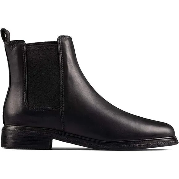 New Clarks Clarkdale Arlo Leather Boots Women's Size 5 M Black Elastic Panels