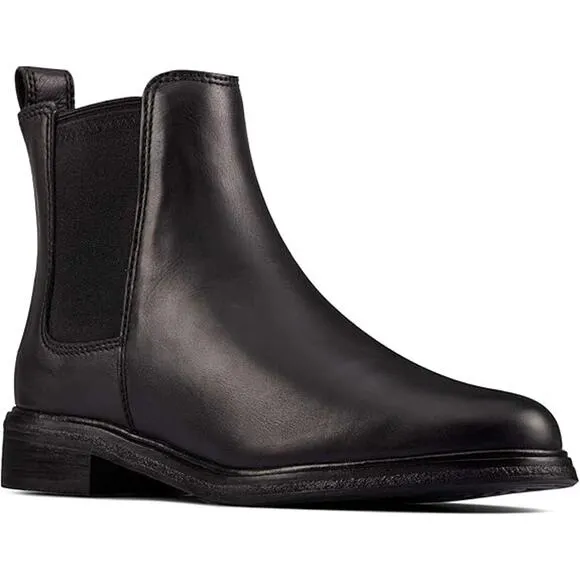 New Clarks Clarkdale Arlo Leather Boots Women's Size 5 M Black Elastic Panels