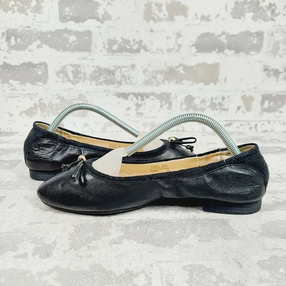 New Cole Haan Kiera Ballet Black Faux Leather Flats B77