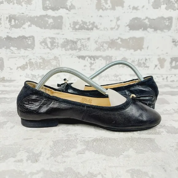 New Cole Haan Kiera Ballet Black Faux Leather Flats B77