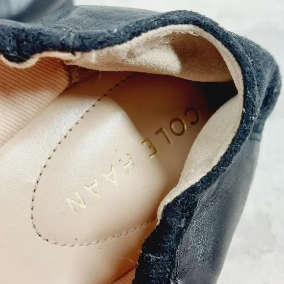 New Cole Haan Kiera Ballet Black Faux Leather Flats B77