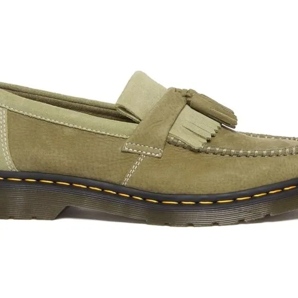 NEW DR MARTENS Adrian Green  Nubuck Leather Tassel Loafers size W8/M7