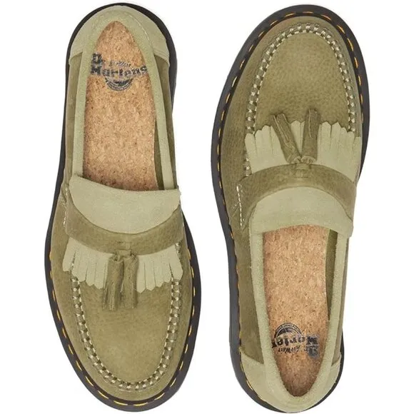 NEW DR MARTENS Adrian Green  Nubuck Leather Tassel Loafers size W8/M7