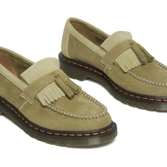 NEW DR MARTENS Adrian Green  Nubuck Leather Tassel Loafers size W8/M7