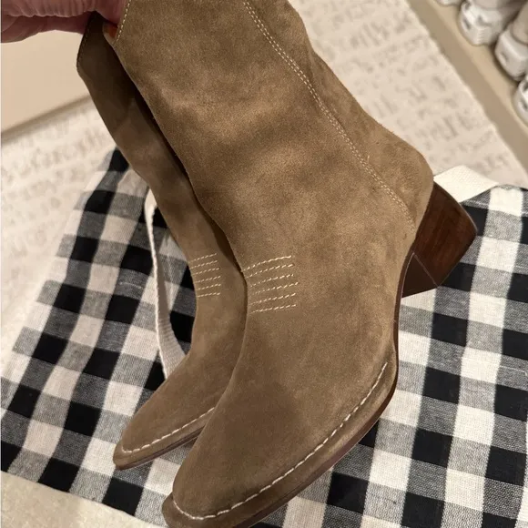 NEW EITHER / OR Brown Suede Square-Toe Boots