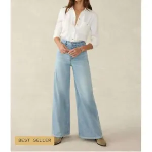 NEW FAHERTY saturday denim wide leg in west cove wash