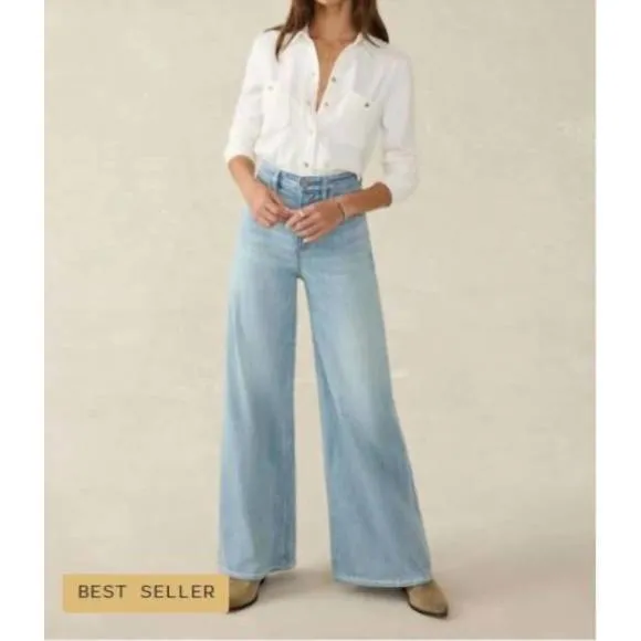 NEW FAHERTY saturday denim wide leg in west cove wash