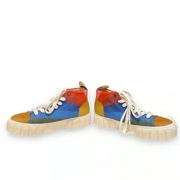 NEW FARM Rio Rainbow Sun Canvas Platform High Top Lace Up Sneakers Size 6