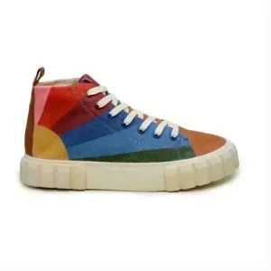 NEW FARM Rio Rainbow Sun Canvas Platform High Top Lace Up Sneakers Size 6