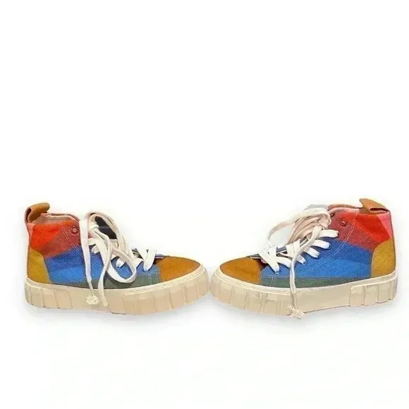 NEW FARM Rio Rainbow Sun Canvas Platform High Top Lace Up Sneakers Size 6