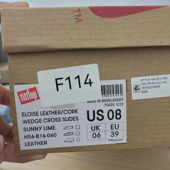 NEW FitFlop Wedge Cross Slides Women's 8 Eloise Leather Cork Platform     4PT