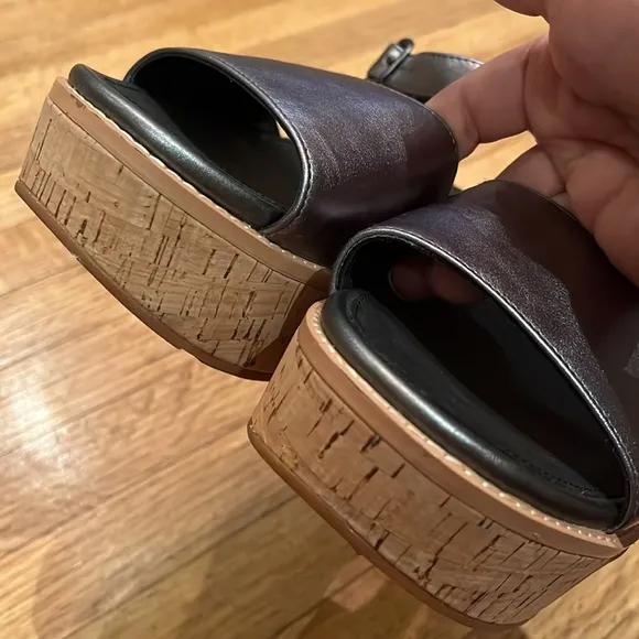 New FitFlop Women's Eloise Cork-WRAP Leather Back-Strap Wedge Sandals