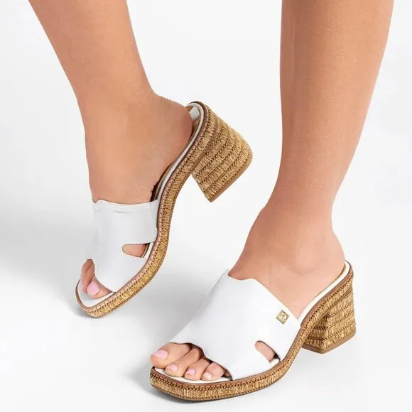 NEW FRANCO SARTO Leather Florence Heeled Sandals white for women 253