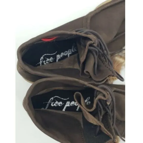 New Free People Brown Leather Flat Ankle Boots