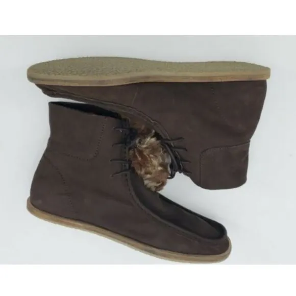 New Free People Brown Leather Flat Ankle Boots