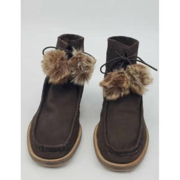 New Free People Brown Leather Flat Ankle Boots