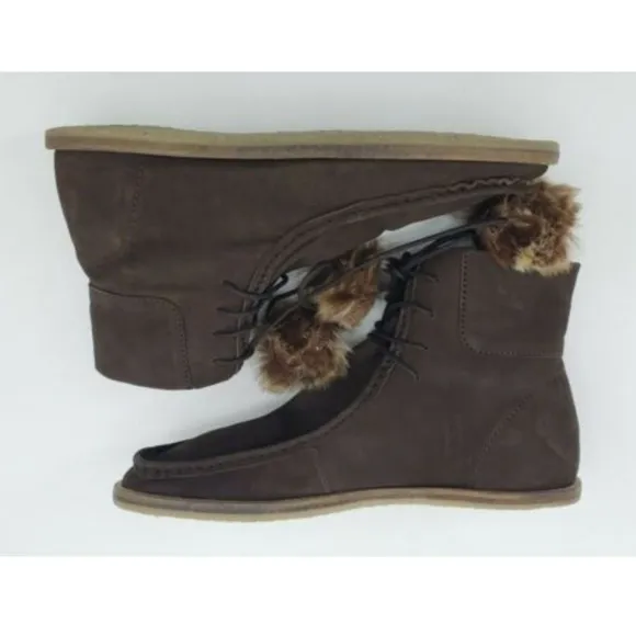 New Free People Brown Leather Flat Ankle Boots