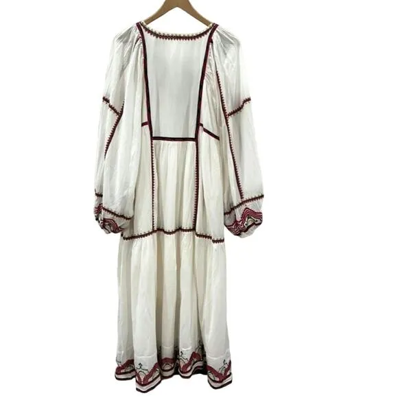 New FREE PEOPLE Sweet Escape Midi Dress $198 X-SMALL Ivory Boho Embroidered