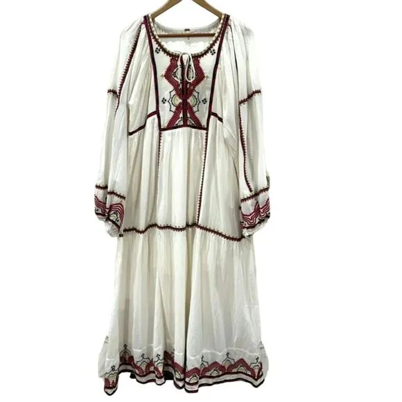 New FREE PEOPLE Sweet Escape Midi Dress $198 X-SMALL Ivory Boho Embroidered
