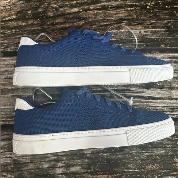 New GREATS Brooklyn Men's Royale Knit Lace Up Sneakers, Blue/White, 9 Medium US