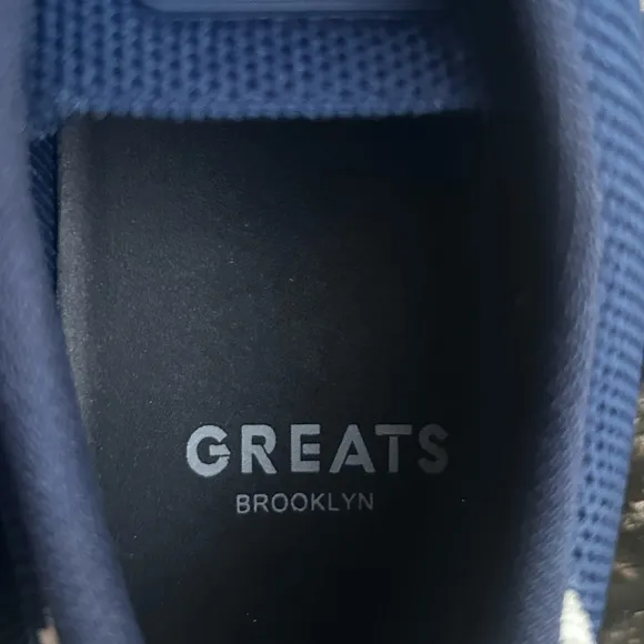 New GREATS Brooklyn Men's Royale Knit Lace Up Sneakers, Blue/White, 9 Medium US