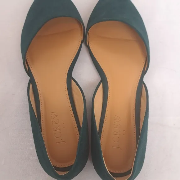 NEW J. Crew Zoe D'orsay Green Faux Suede Flats