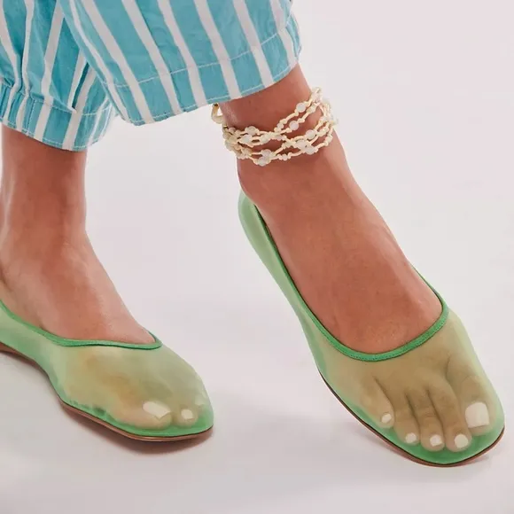 New Jeffrey Campbell Mesh Muse Ballet Flats Shoes Green