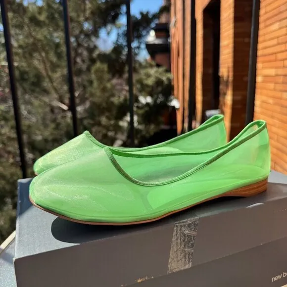 New Jeffrey Campbell Mesh Muse Ballet Flats Shoes Green
