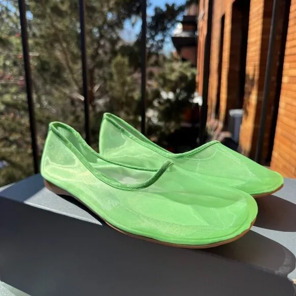 New Jeffrey Campbell Mesh Muse Ballet Flats Shoes Green