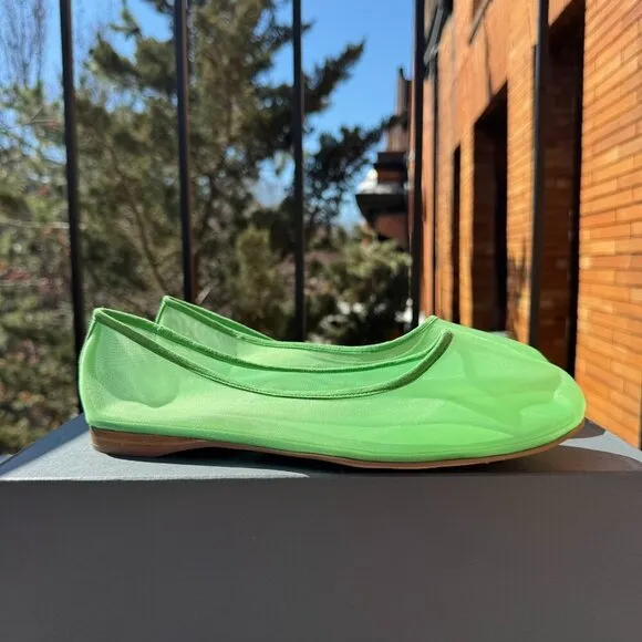 New Jeffrey Campbell Mesh Muse Ballet Flats Shoes Green