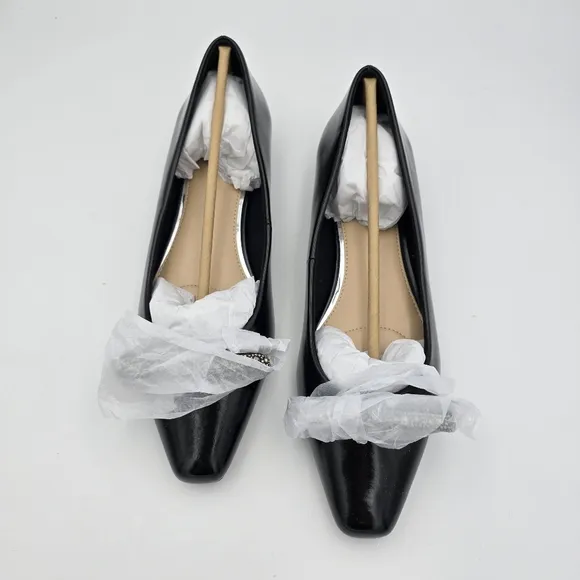 NEW Jewel Badgley Mischka Hester Bow Flats, Black Patent Leather, Women's 8