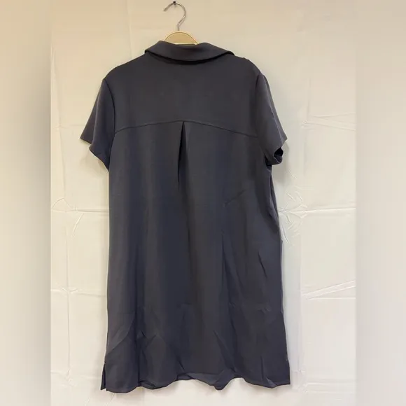 NEW J.jill Fit Sleek Double-knit Polo Dress In Slate Blue SIZE: PL