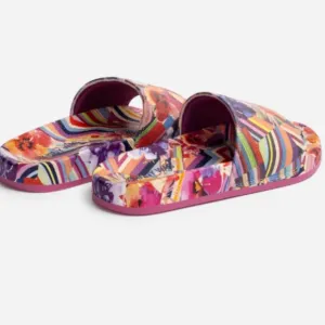 NEW JOHNNY WAS Floral Striped Pool Slides multi color for women 254 593