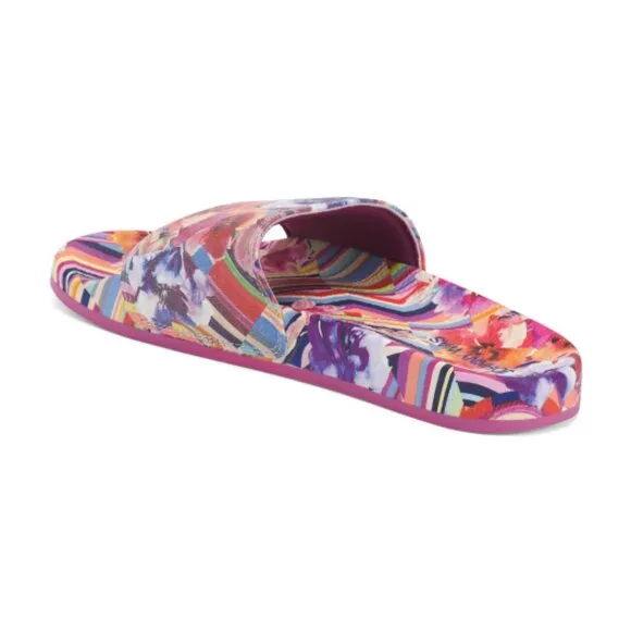 NEW JOHNNY WAS Floral Striped Pool Slides multi color for women 254 593